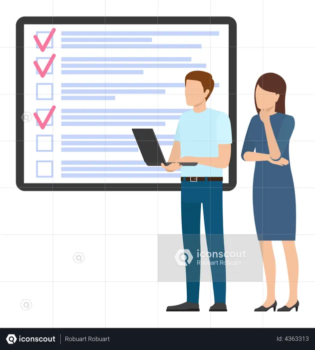 Employee discussing task to do list  Illustration