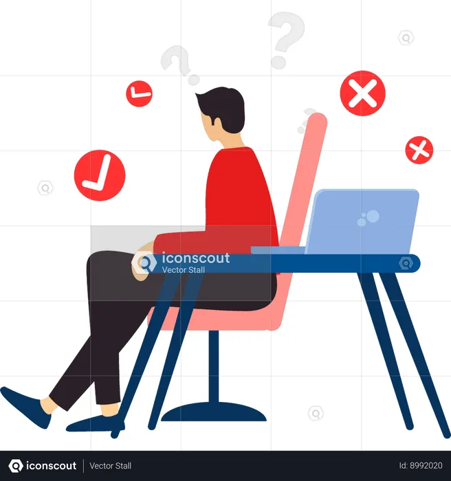 Employee does not want to work on laptop  Illustration