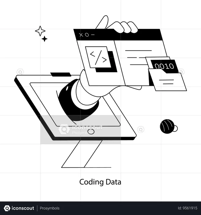 Employee Doing Application Coding  Illustration