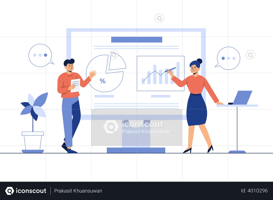 Employee doing business analysis  Illustration