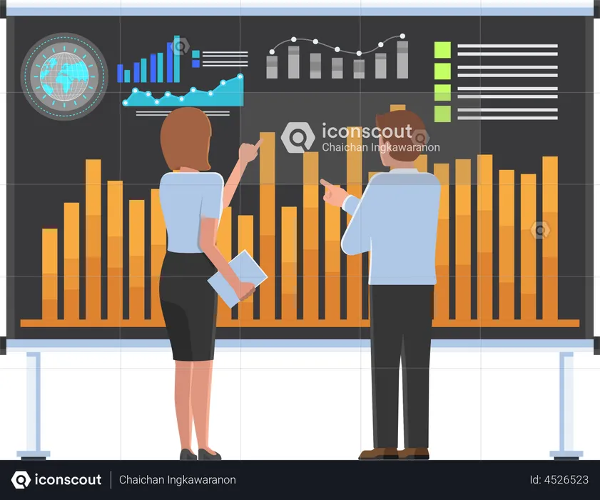 Employee doing business analysis  Illustration