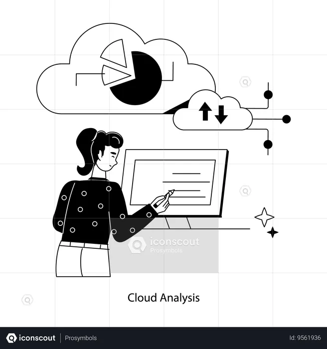 Employee Doing Cloud Analysis  Illustration