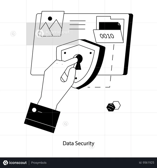 Employee Doing Data Security Using Binary Code  Illustration