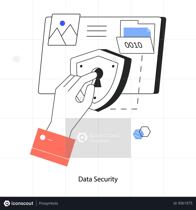 Employee Doing Data Security Using Binary Code  Illustration