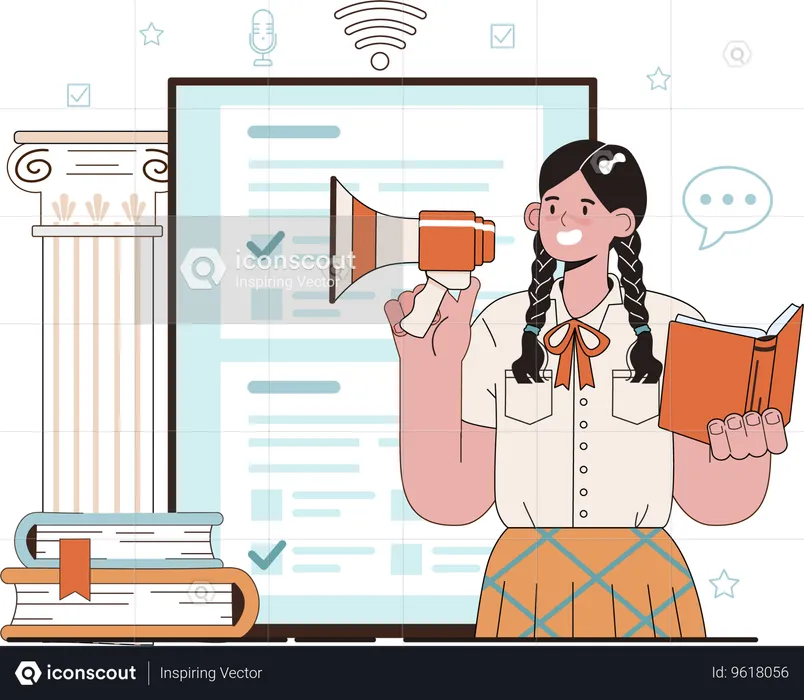 Employee doing digital marketing  Illustration