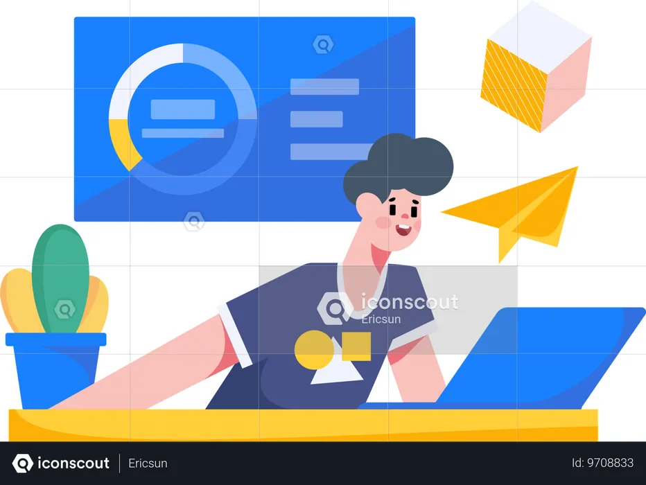 Employee doing email marketing  Illustration