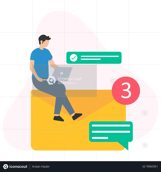 Employee doing Email Marketing  Illustration