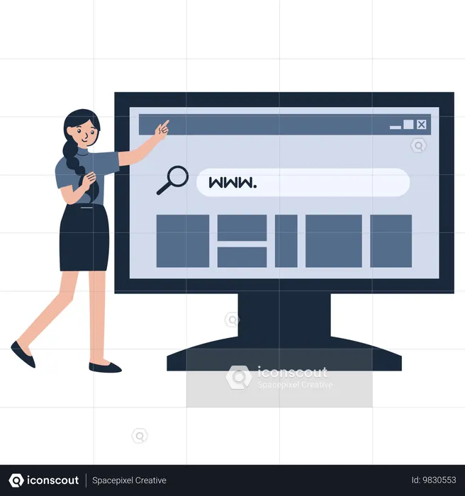 Employee doing Keyword Research  Illustration