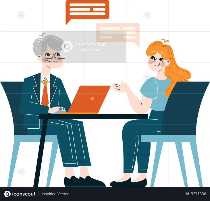 Employee doing meeting with businessman  Illustration