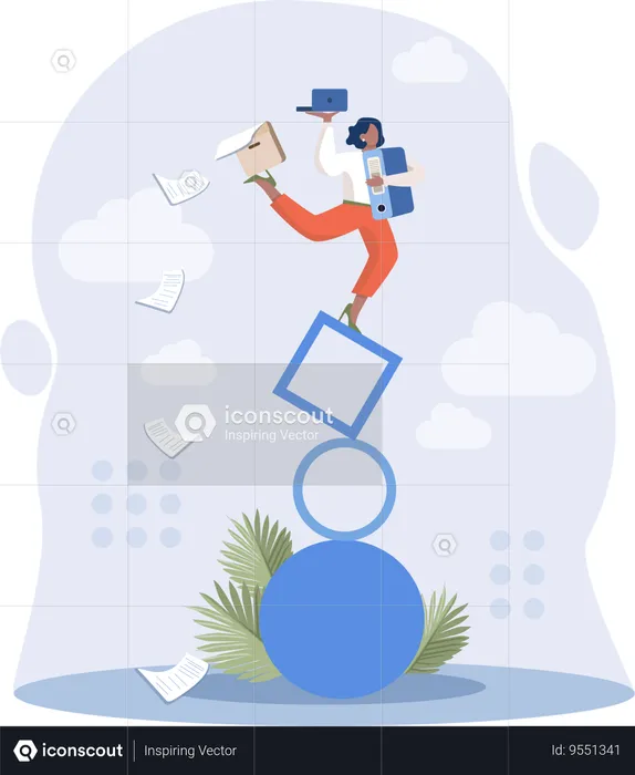 Employee doing multitasking work  Illustration