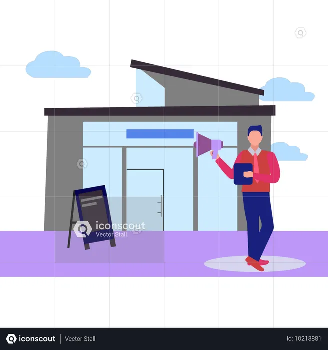 Employee doing office marketing  Illustration