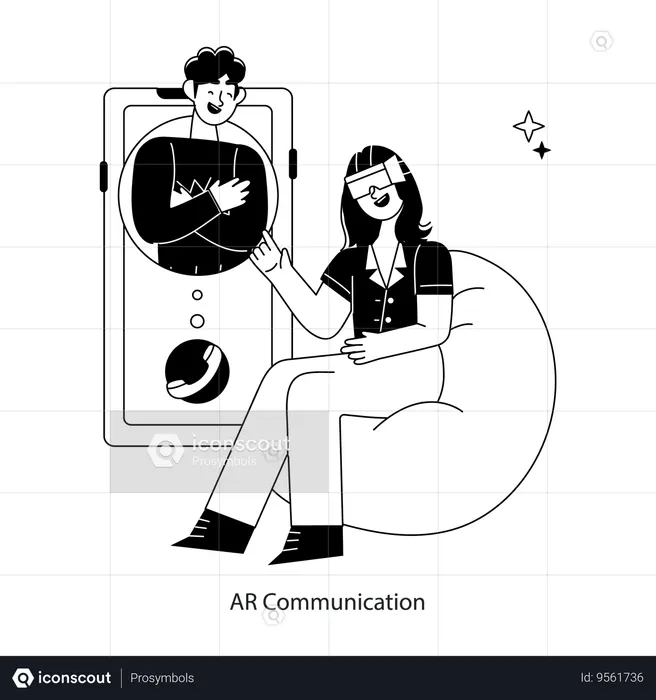 Employee Doing Online Communication Using Vr Glasses  Illustration