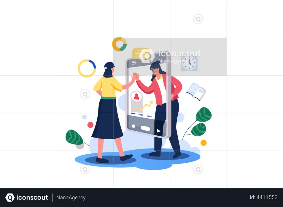 Employee doing online work submission  Illustration