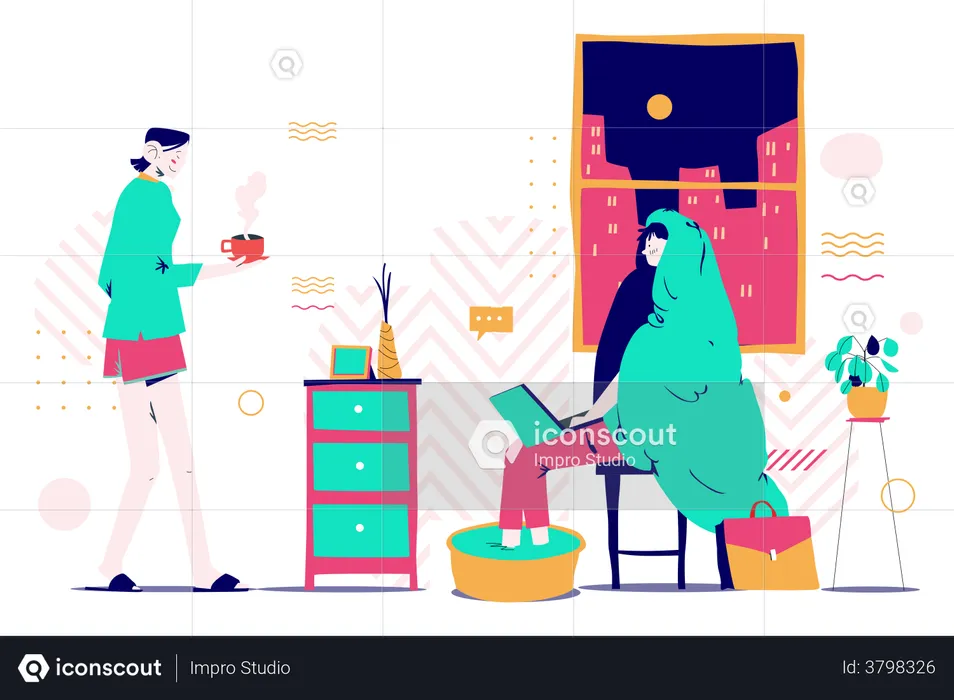 Employee doing overtime to completing target  Illustration