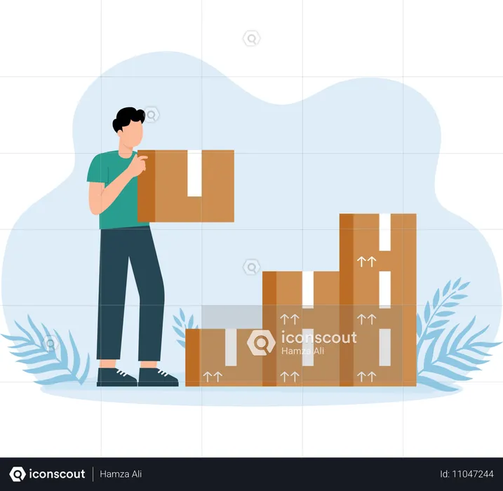 Employee doing stock management  Illustration