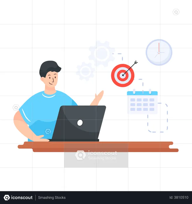 Employee doing time management for achieving target  Illustration
