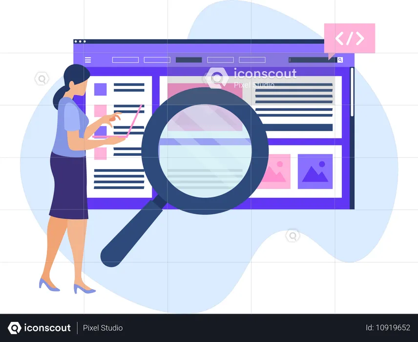 Employee doing Web Search analysis  Illustration