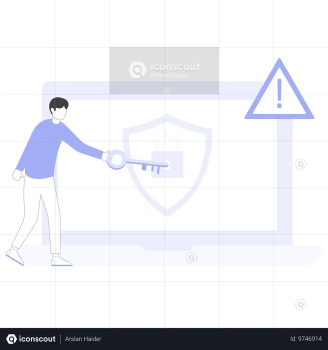 Employee ensures cyber security in system  Illustration