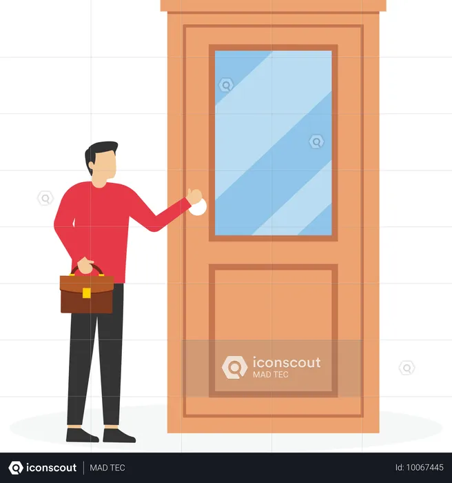 Employee enters in new office  Illustration