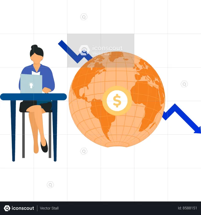 Employee faces global recession  Illustration