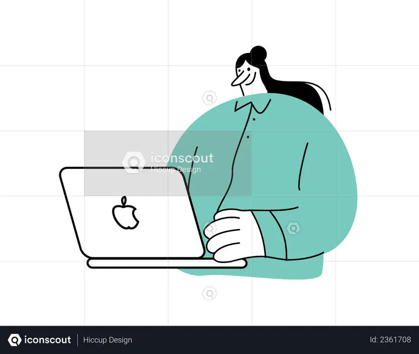 Employée travaillant sur un ordinateur portable  Illustration