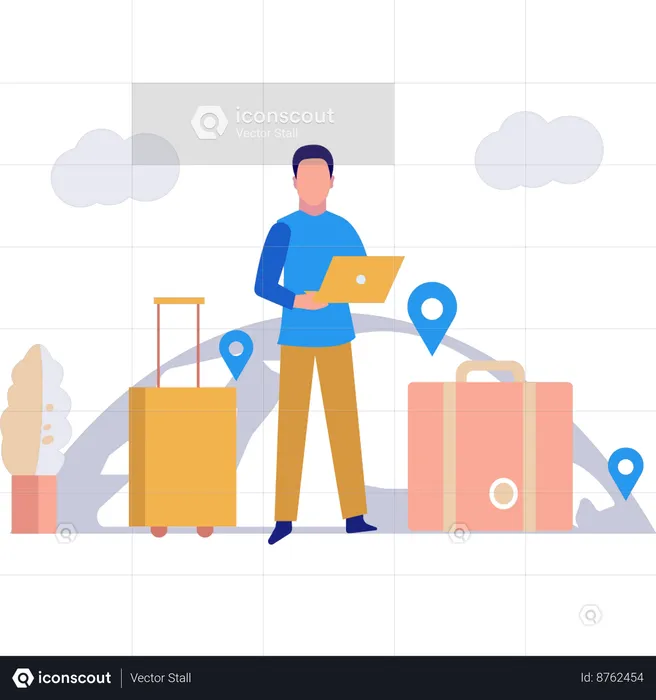 Employee finds trip location  Illustration