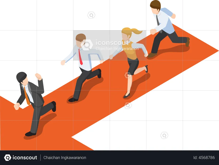 Employee following business leader  Illustration