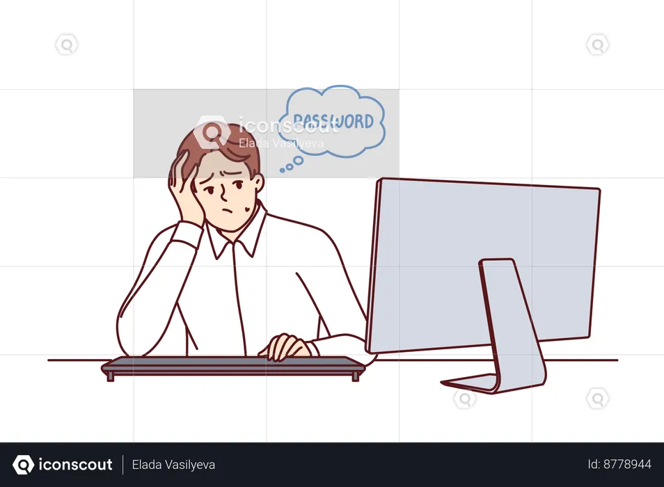 Employee forgets his password  Illustration