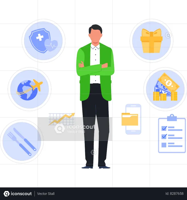 Employee gets insurance policies  Illustration