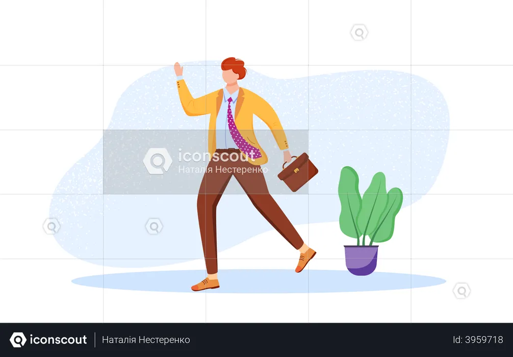 Employee getting late for office  Illustration