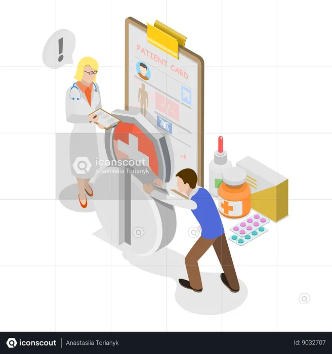 Employee getting medical benefits  Illustration