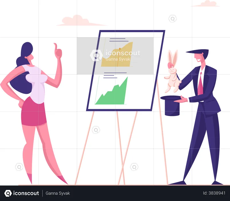 Employee giving Business Presentation  Illustration