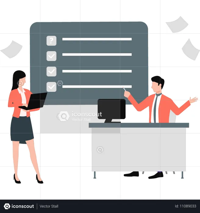 Employee giving business presentation  Illustration