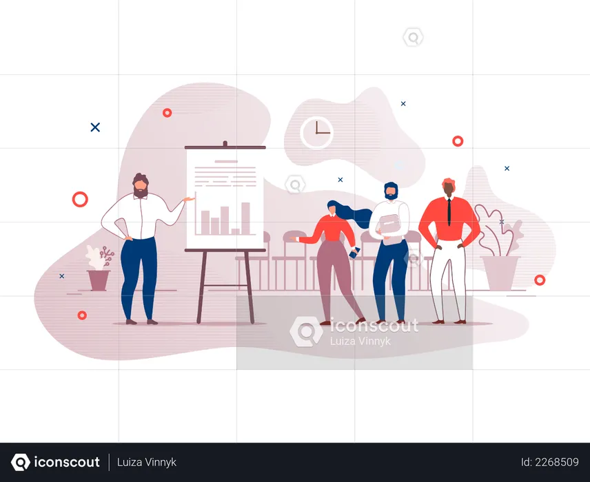 Employee giving presentation in office  Illustration
