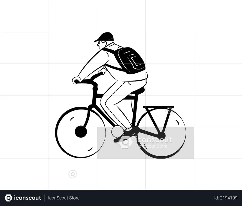 Employee going offce on cycle  Illustration
