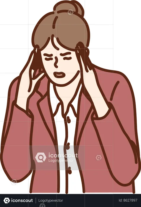 Employee have severe headache  Illustration