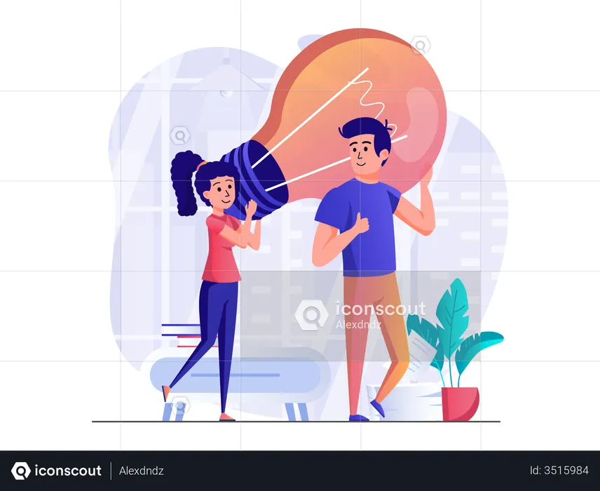 Employee implementing business idea  Illustration