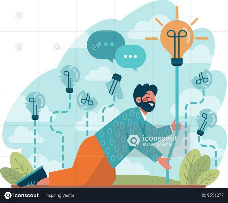 Employee implementing creative ideas  Illustration