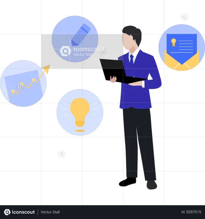 Employee is analyzing business targets  Illustration