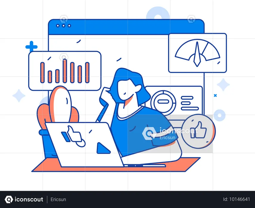 Employee is analyzing graphical data  Illustration