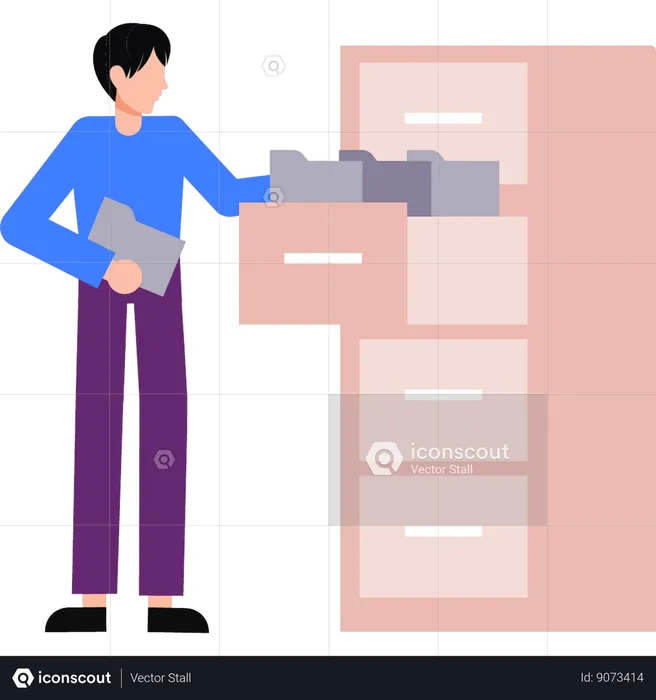 Employee is arranging file and folder  Illustration