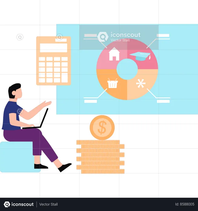 Employee is calculating her expenses  Illustration