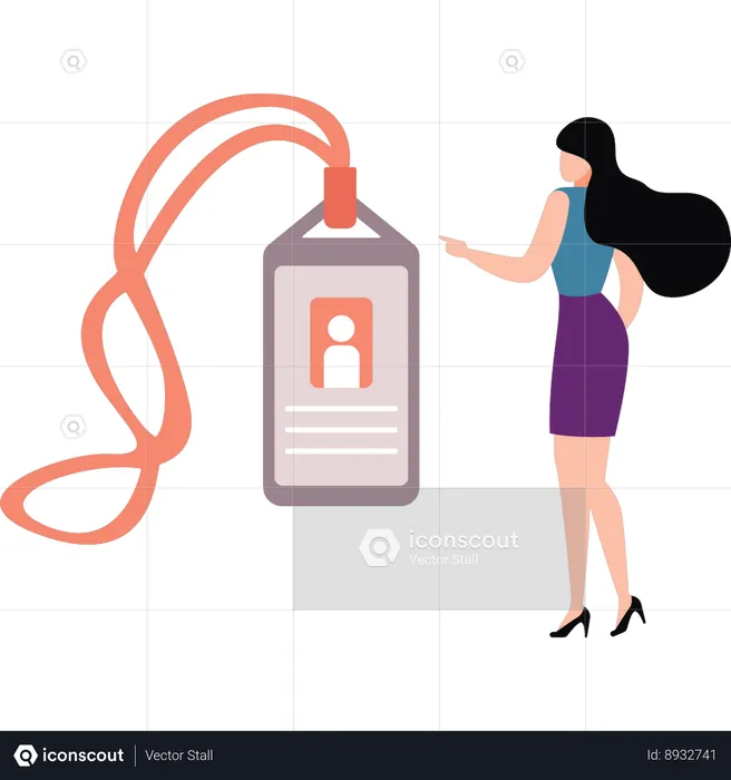 Employee is carrying her id card  Illustration