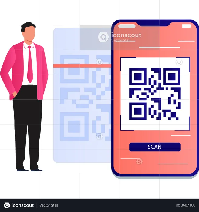 Employee is doing barcode scan  Illustration