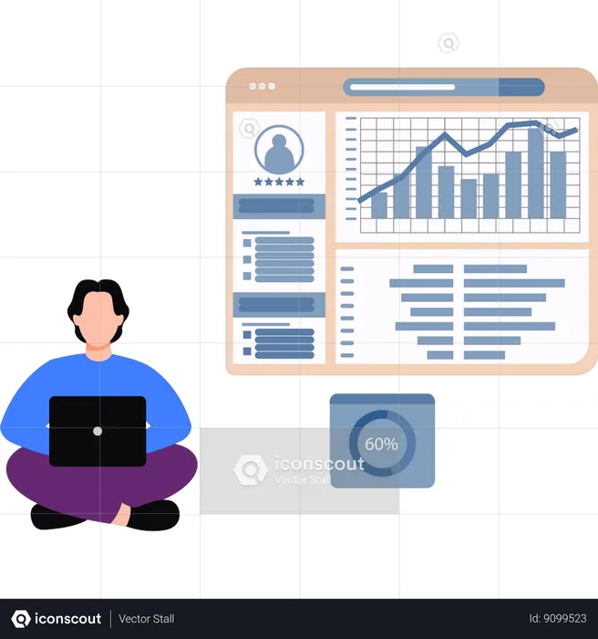 Employee is doing business analytics  Illustration