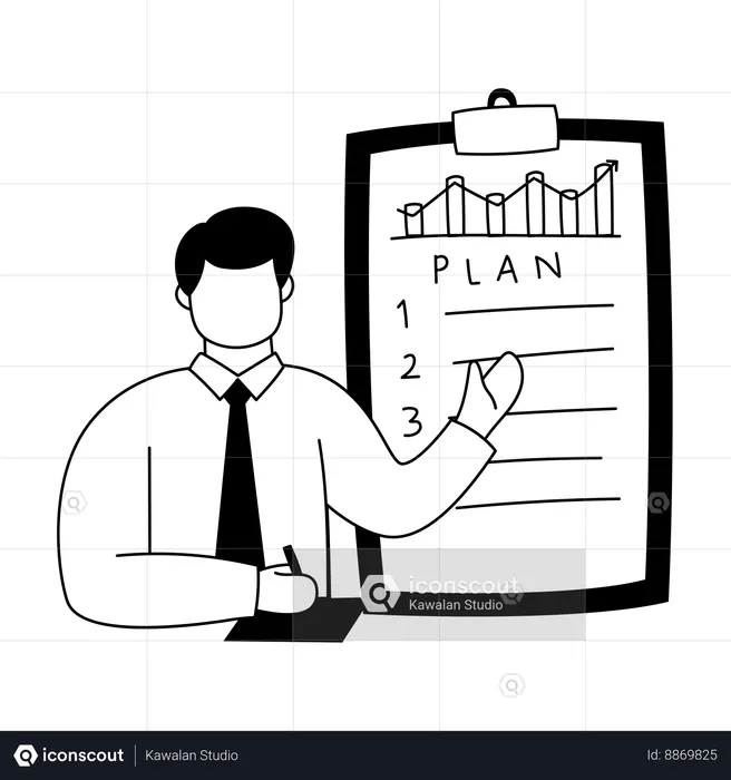 Employee is doing business planning  Illustration