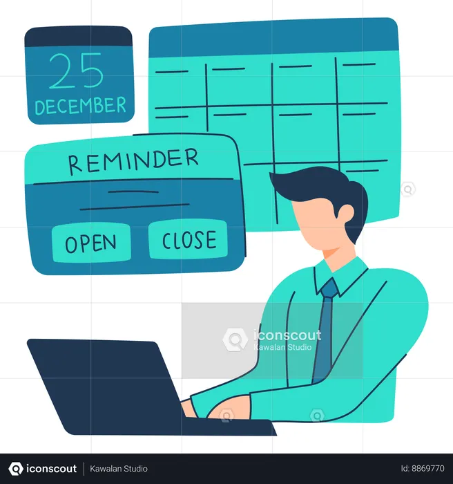 Employee is doing calendar event planning  Illustration