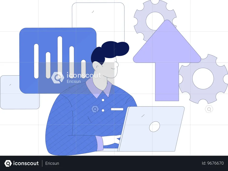 Employee is doing cloud upload  Illustration