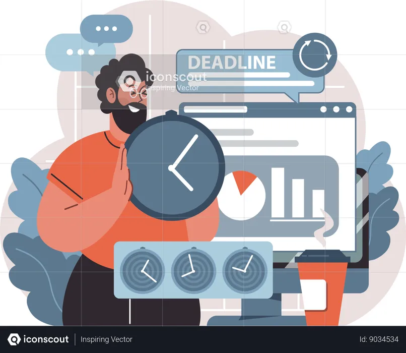 Employee is doing deadline management  Illustration
