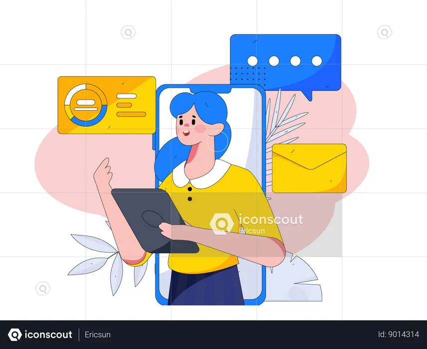 Employee is doing email marketing  Illustration